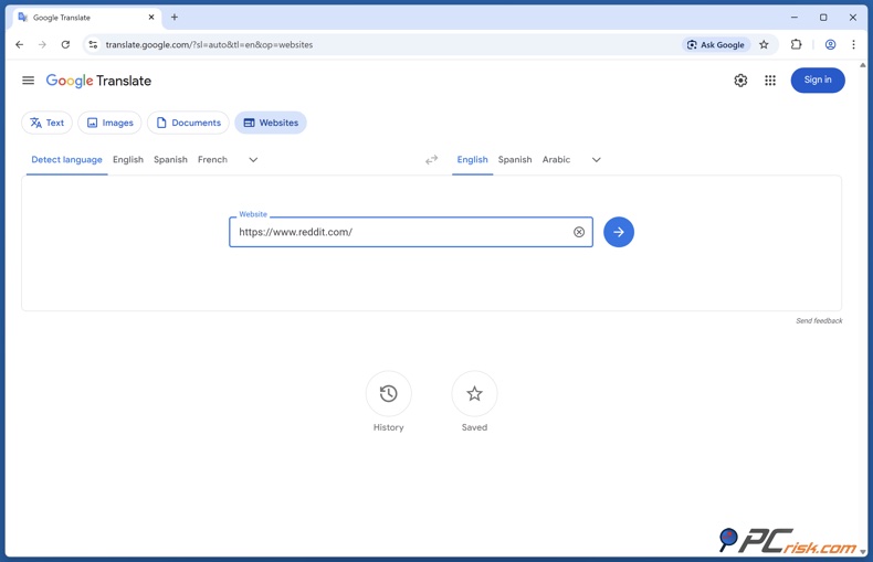 Accéder à un site web via Google Translate