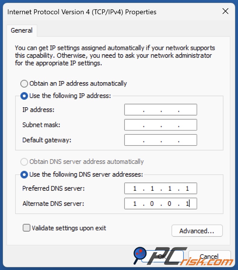 Changer l'adresse DNS