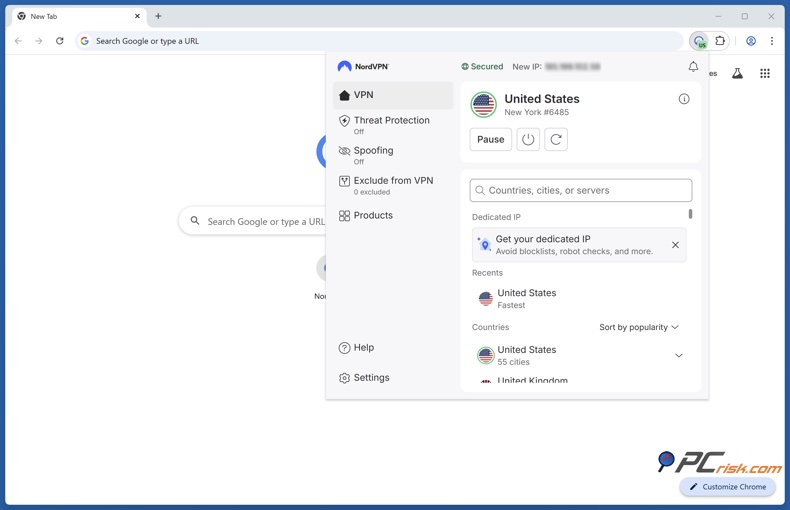 Extension Chrome de NordVPN