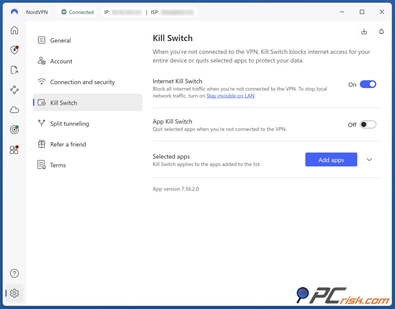 Activer le kill switch