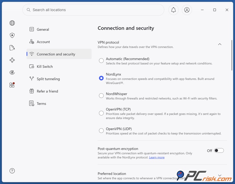 NordVPN switch VPN protocol