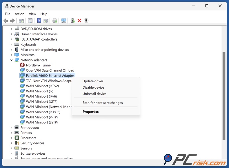 Update network adapter settings on Windows 11