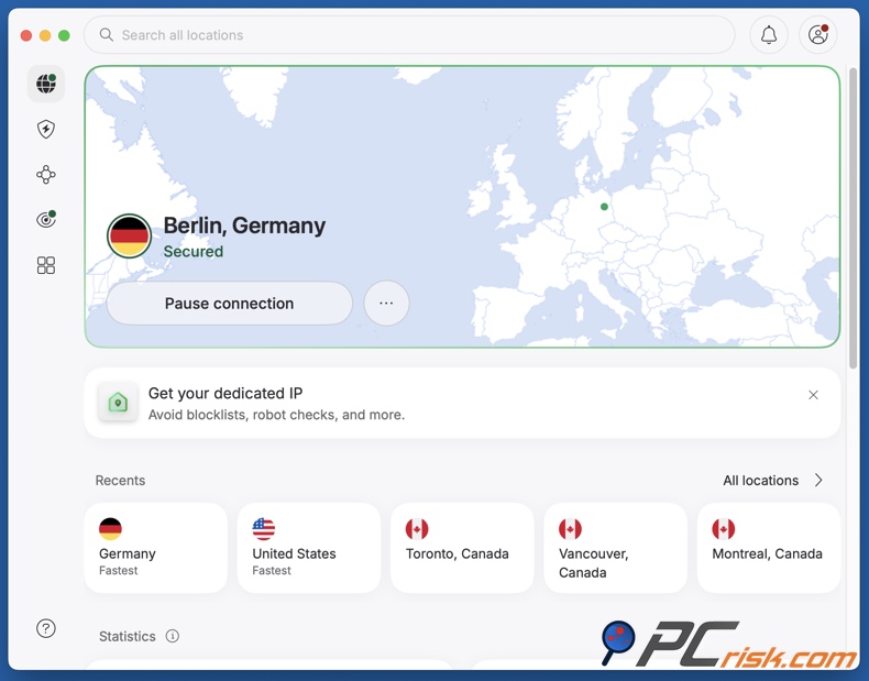 NordVPN connecté à l'Allemagne
