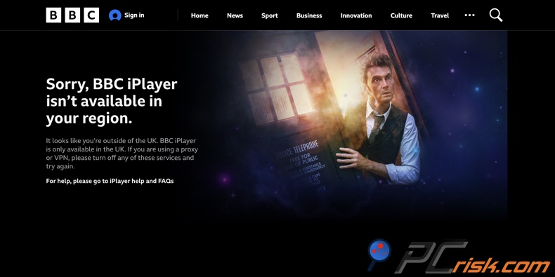 Message d'indisponibilité dans votre région de BBC iPlayer