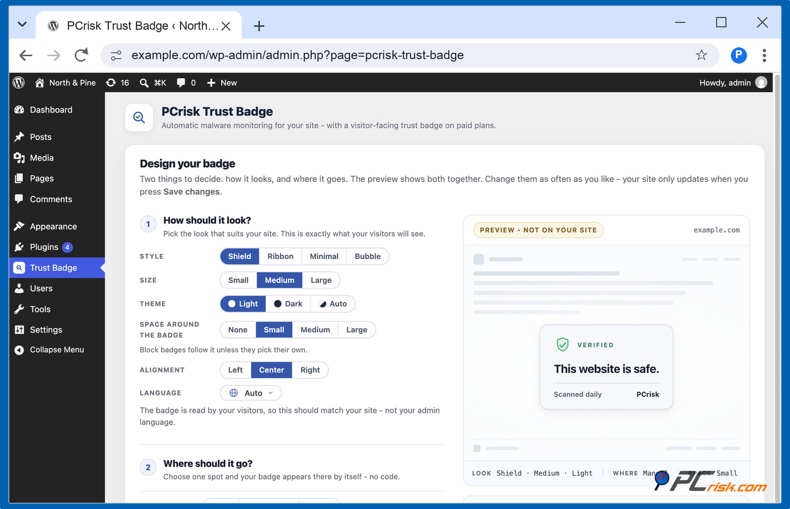 Plugin WordPress PCrisk Trust Badge