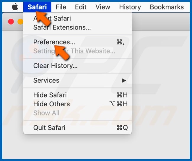 Ouvrez le menu Safari et cliquez sur Préférences