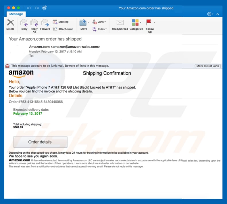 exemple d'emails d'hameçonnage d'amazon