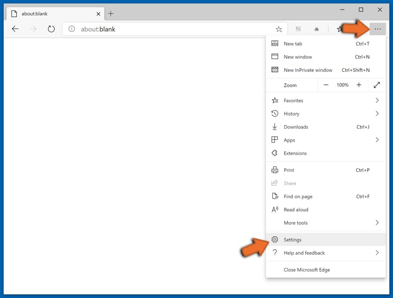 Microsoft Edge (Chrome) réinitialisation étape 1