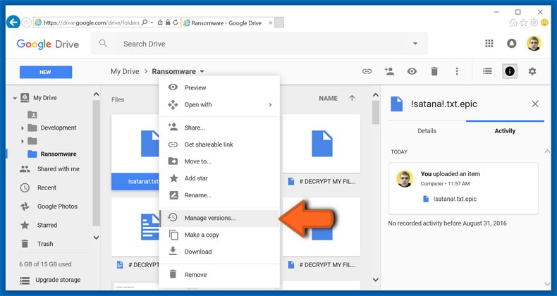 google drive gérer les versions