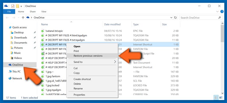 onedrive restaurer les versions précédentes