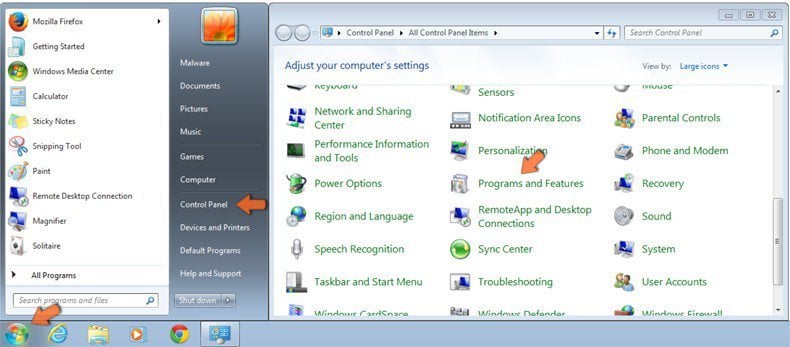 Accéder aux Programmes et Fonctions (désinstallation) dans Windows 7