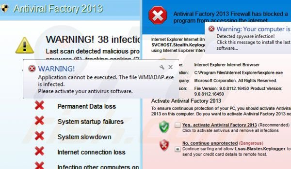 Antiviral Factory 2013 génère de faux pop-ups d'avertissement de sécurité 