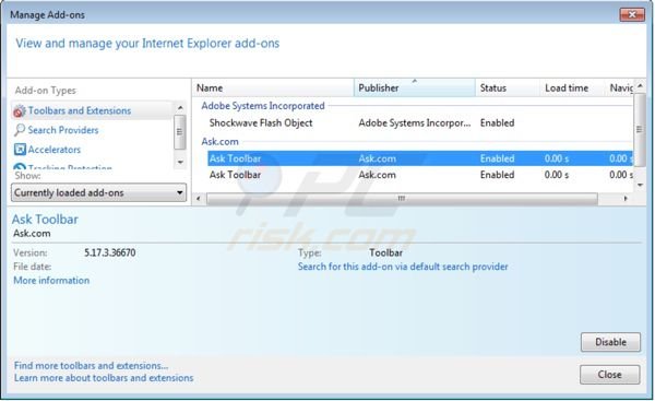 suppression de la barer d'outils Ask dans Internet Explorer