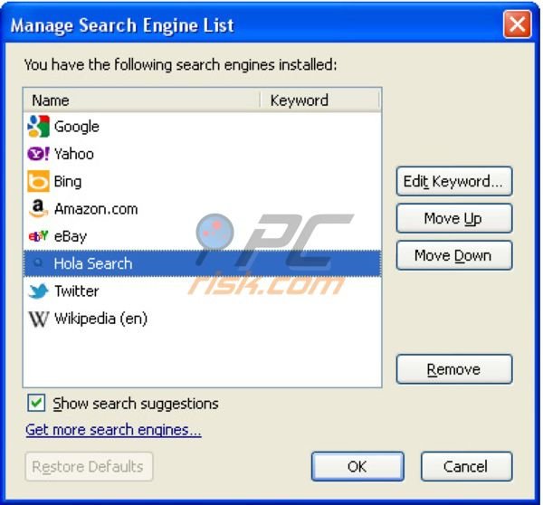 Suppresion de Holasearch.com dans Mozilla FireFox