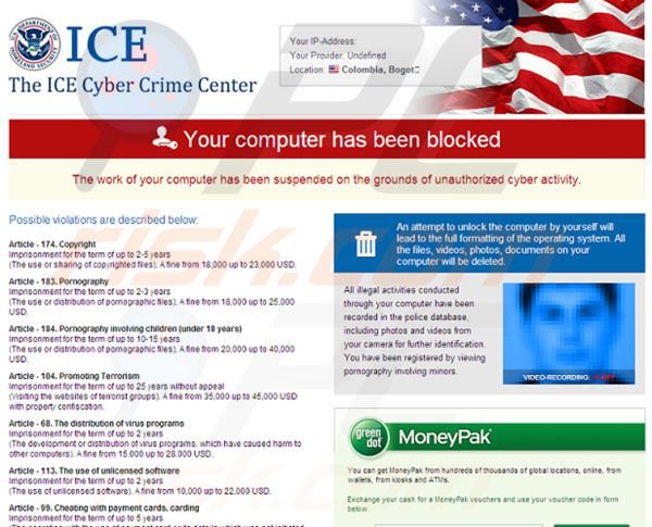 Le virus The ICE Cyber Crime Center 