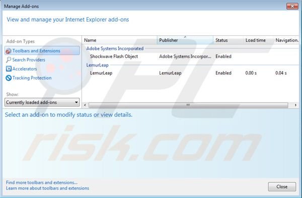 Suppression de LemurLeap dans Internet Explorer
