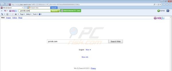 Virus de recherche MixiDj Claro  - pirate de navigateur