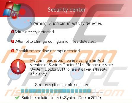 Faux pop-up d'avertissement de sécurité par System Doctor 2014