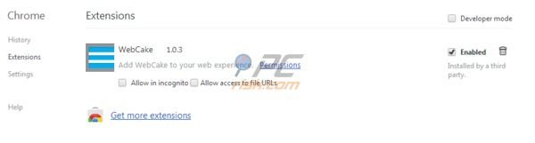 Suppression de WebCake dans Google Chrome