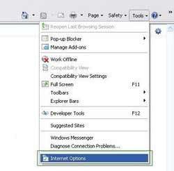 options internet dans internet explorer