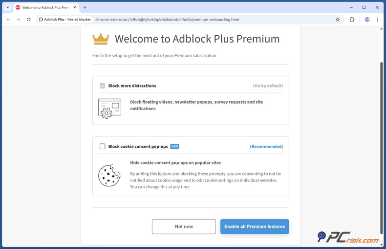Blocage des fenêtres contextuelles de consentement aux cookies