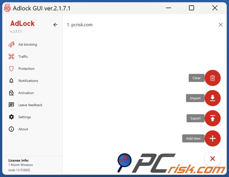 AdLock liste blanche