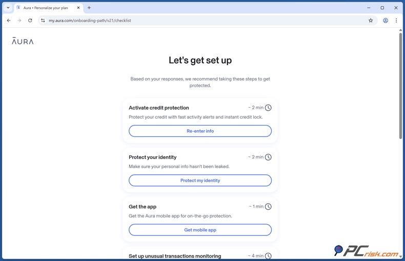 Aura Configuration du compte