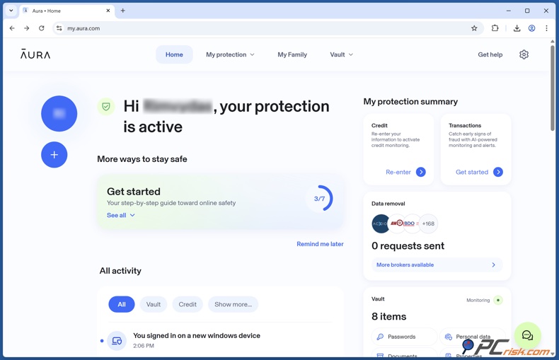 Aura Tableau de bord