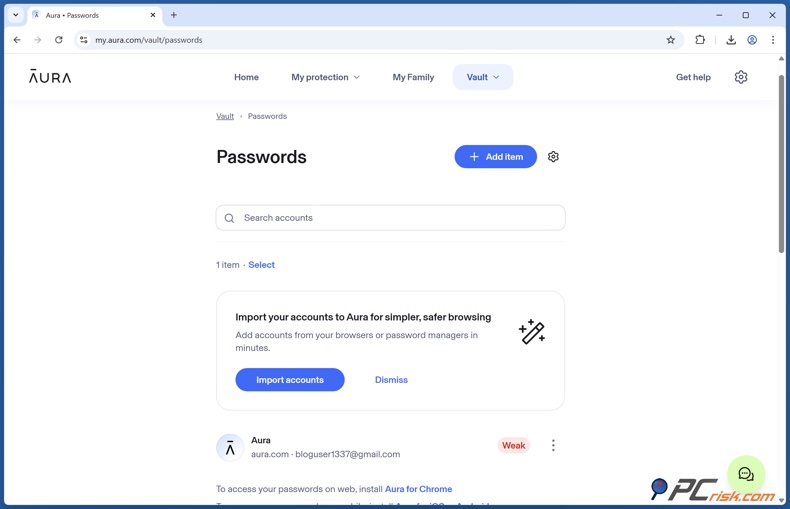 Aura gestionnaire de mots de passe