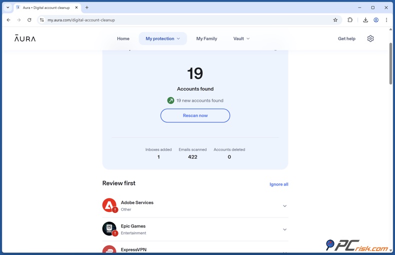 Aura Nettoyage des comptes inutilisés