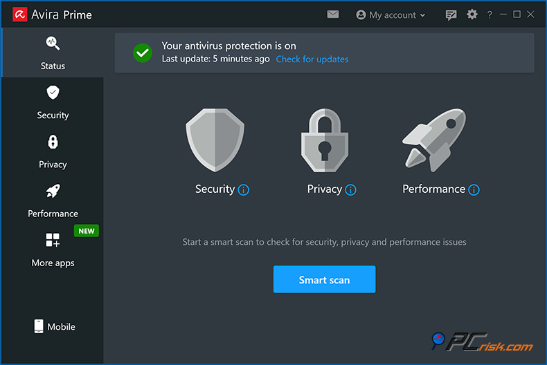 avira antivirus tableau de bord