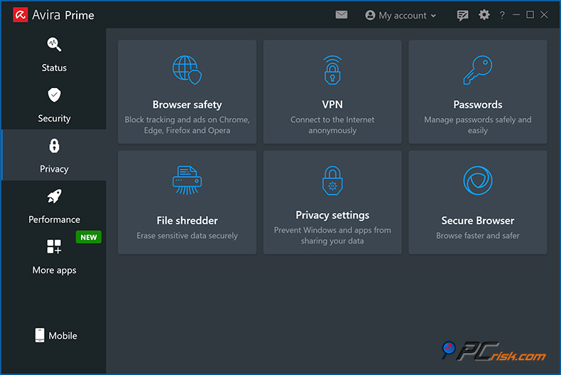 avira outils de confidentialité