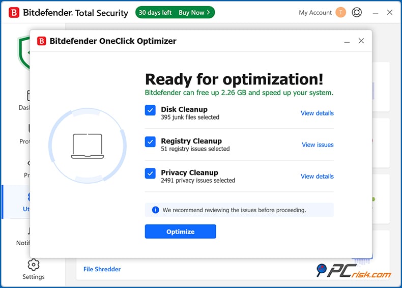 bitdefender optimiseur en un clic