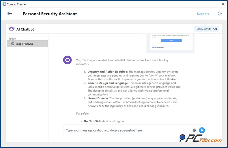 Combo Cleaner fonction d'assistant de sécurité personnelle
