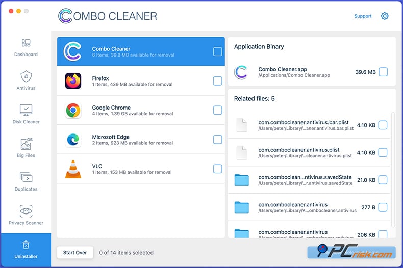 Combo Cleaner programme de désinstallation macOS