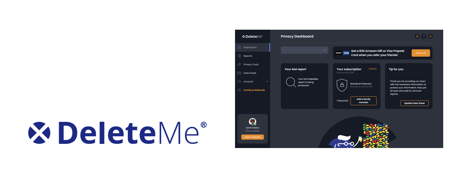 DeleteMe En-tête du service de suppression des données