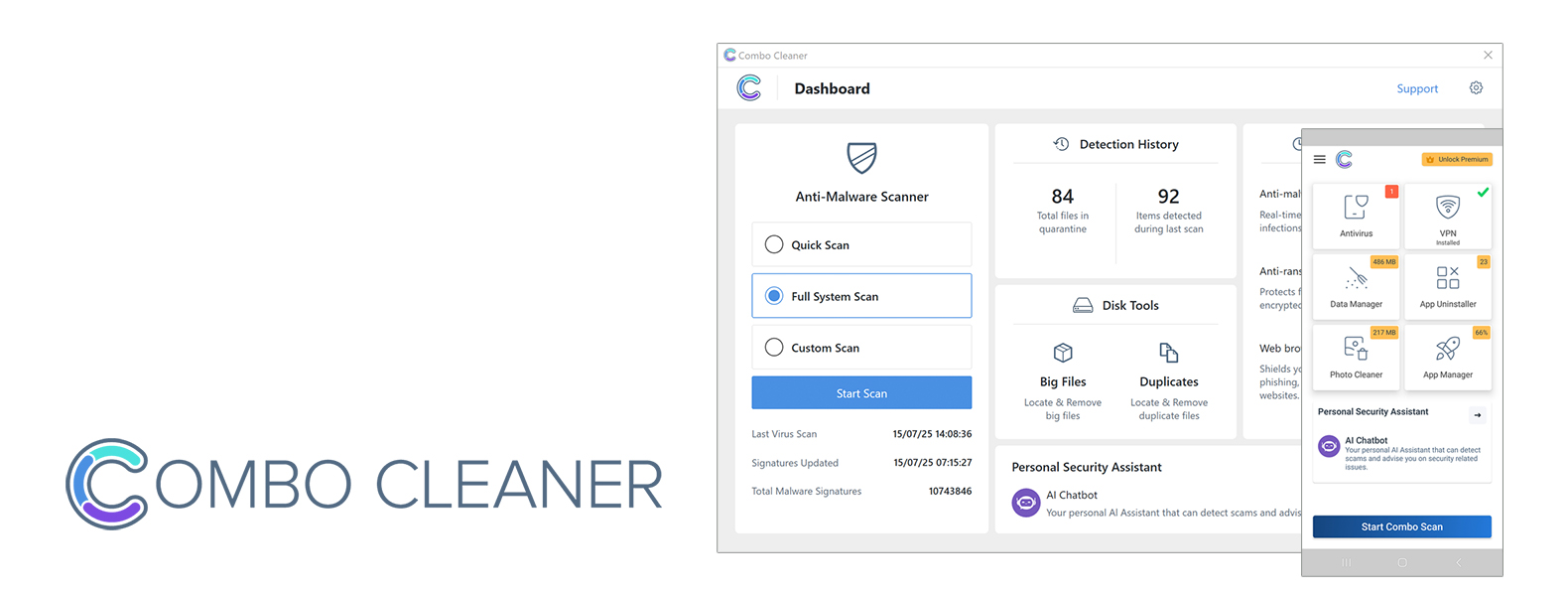 En-tête de l'antivirus Combo Cleaner
