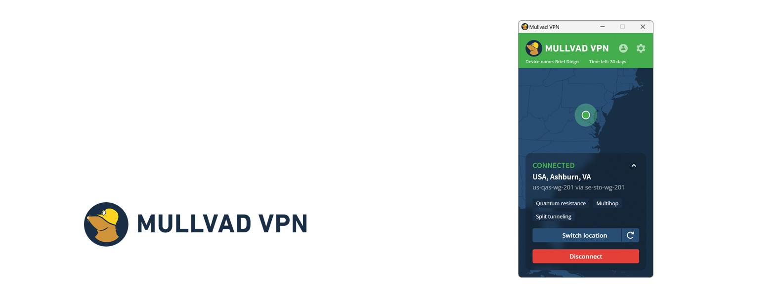 Mullvad En-tête VPN supérieur