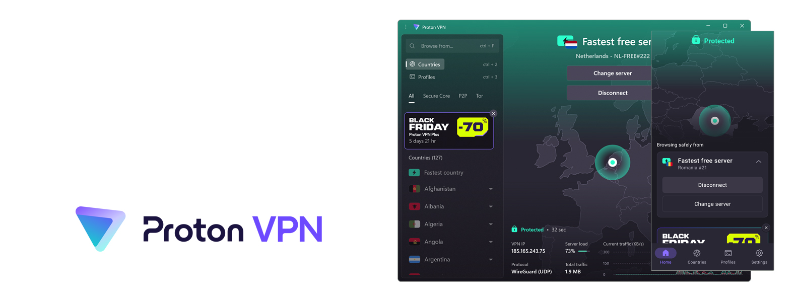 Proton En-tête VPN supérieur