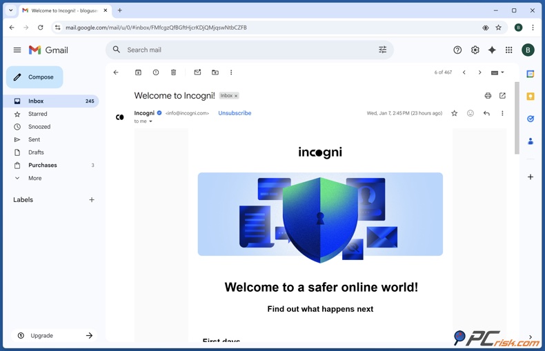 Incogni Mises à jour par e-mail
