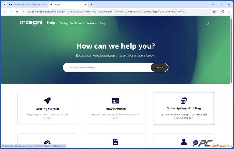 Incogni Centre d'aide