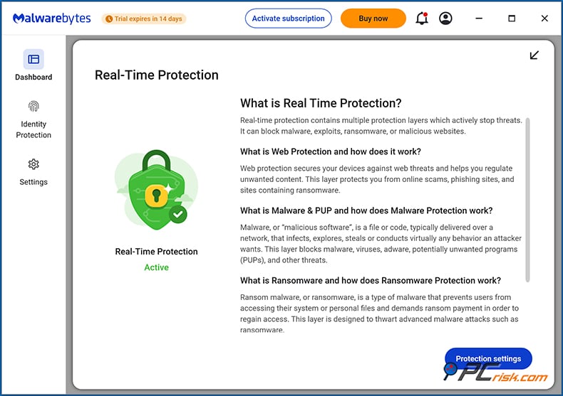 malwarebytes en temps réel protection