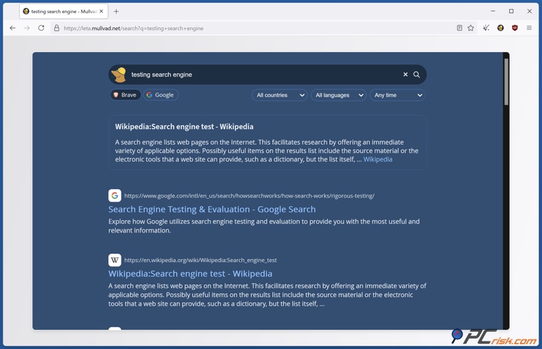 Mullivad Leta moteur de recherche