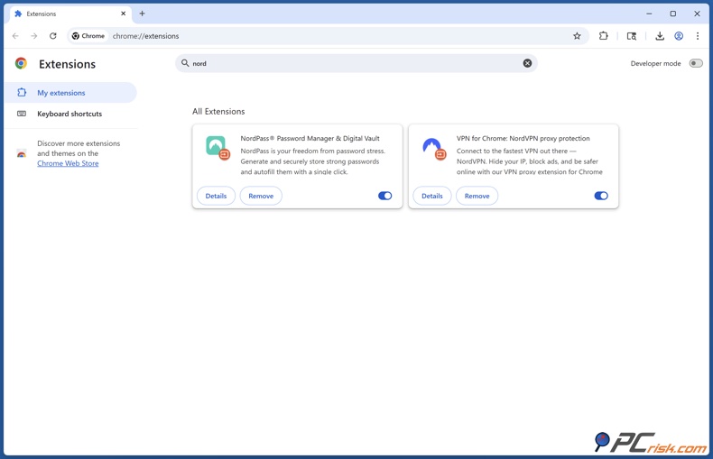 Nord navigateur extensions