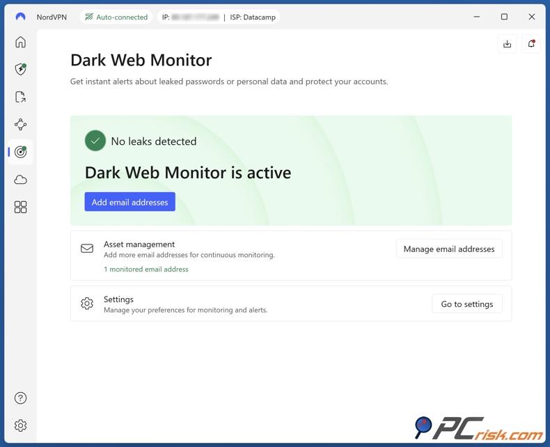 NordVPN Dark Web Moniteur