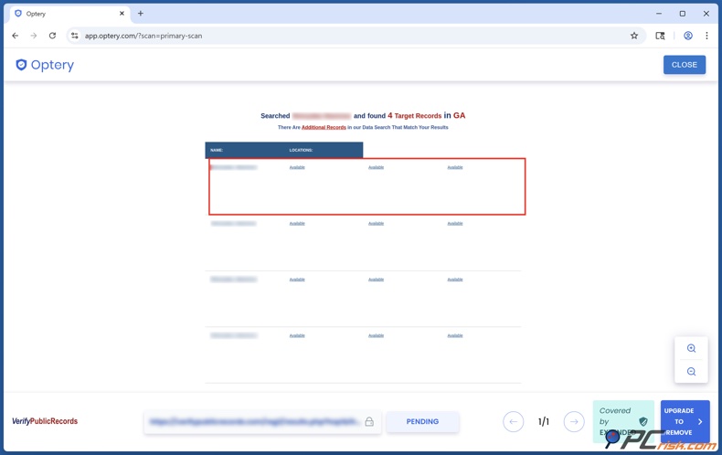 Optery Analyse de confidentialité