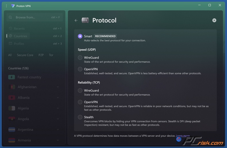 Proton VPN Protocoles