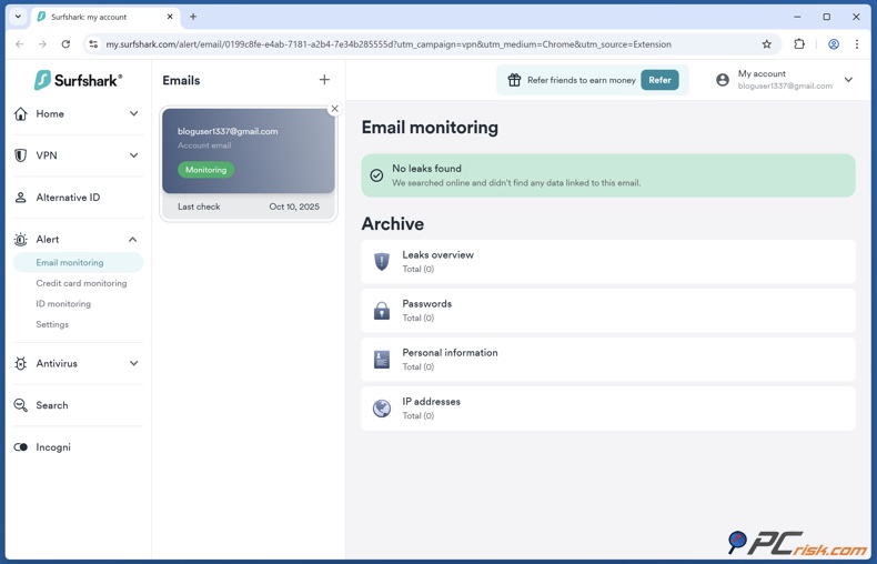 Surfshark Email surveillance