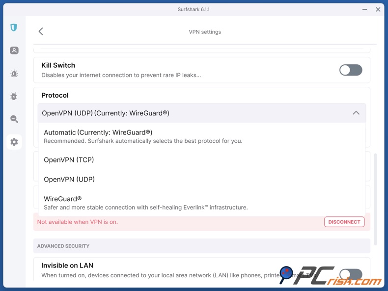 Surfshark VPN Protocoles
