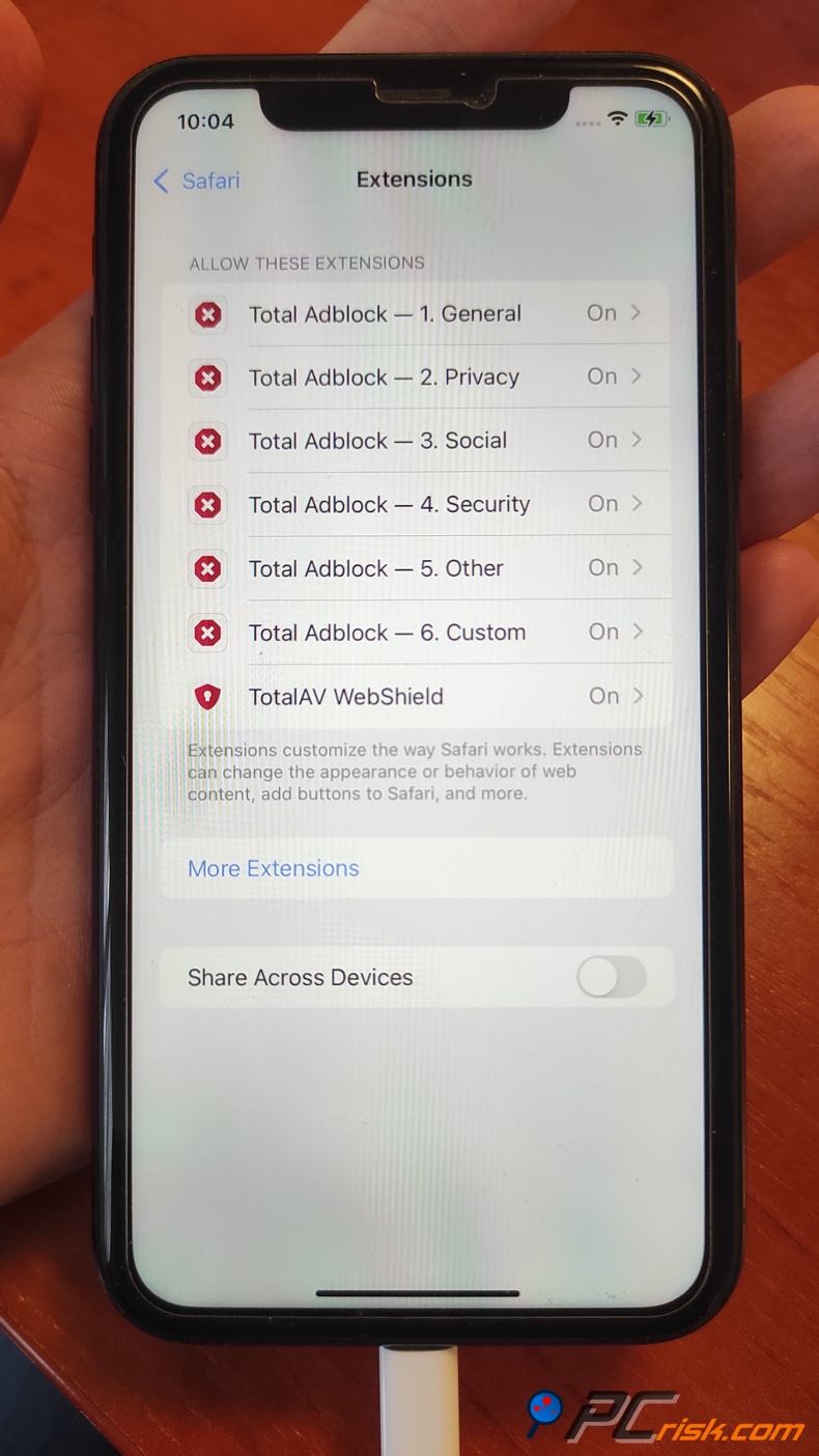 Total Adblock extension pour Safari sur iOS
